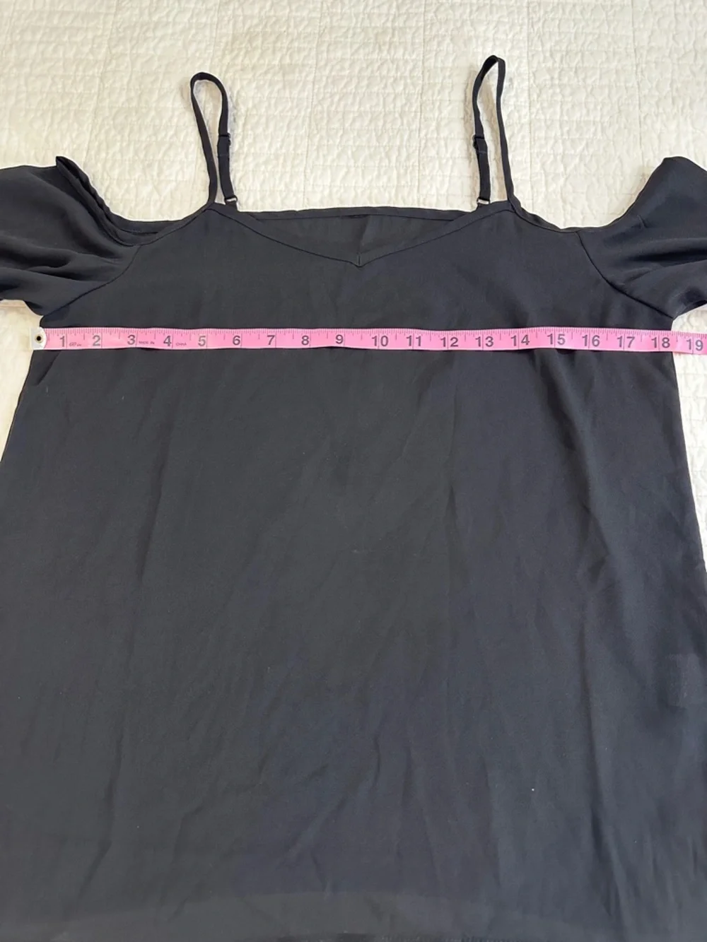 Small Boutique Black Cold-Shoulder Spaghetti Strap Women's Top Rayon Blend - Picture 4 of 5